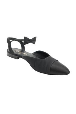 Chanel Métiers d'Art 2020 Black Grosgrain Satin Bow Slingback Flats